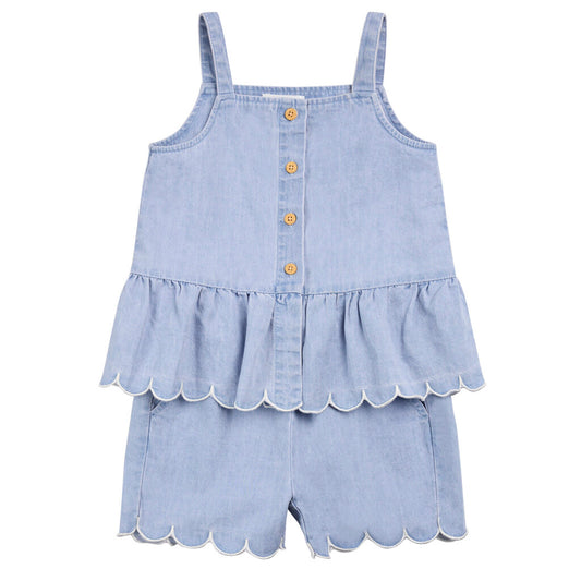 Scalloped Denim Set
