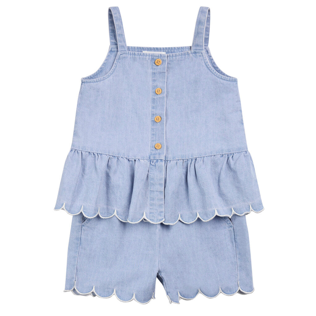 Scalloped Denim Set Baby