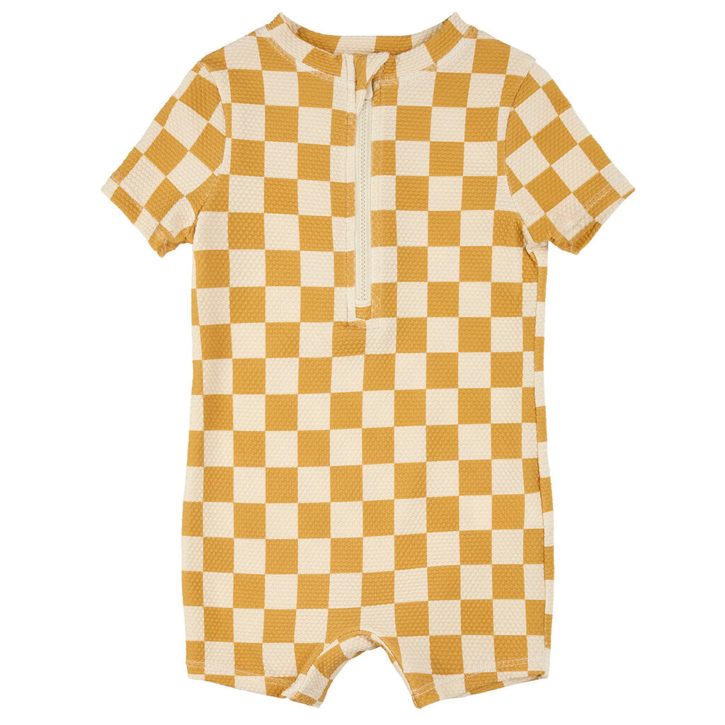 Half Zip Body Suit Checkerboard